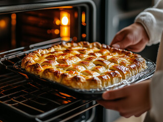 Food Photo: A Delicious Pie Baking in the Oven