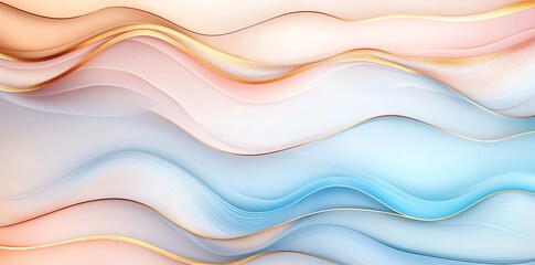 Obraz premium A stunning abstract background featuring soft, flowing waves of pastel colors, blending harmoniously to create a serene and calming visual experience, perfect for creative projects