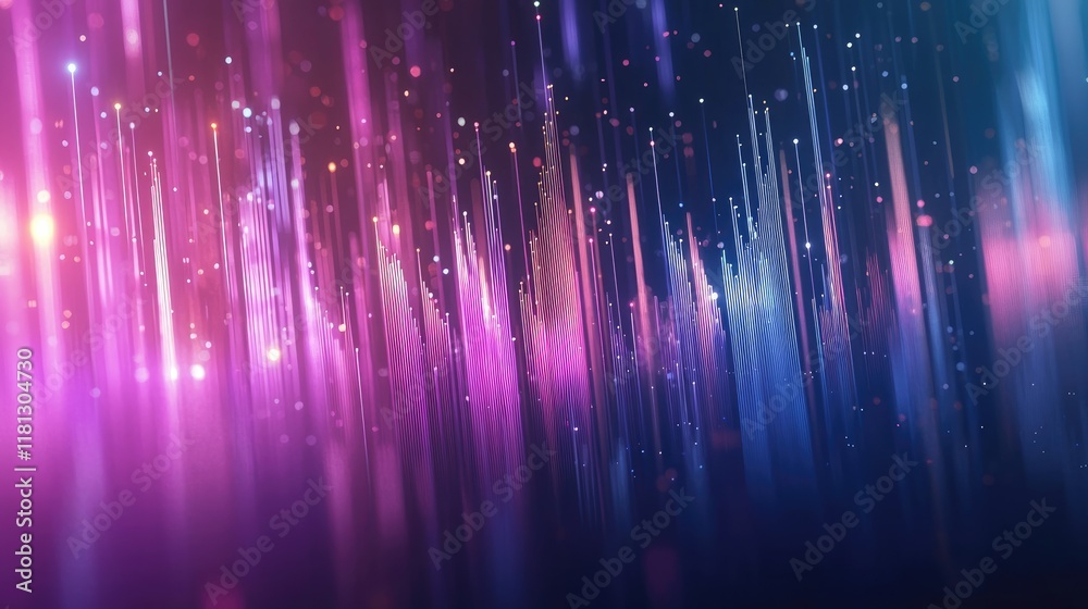 Aufkleber Explore the captivating abstract representation of sound waves, featuring colorful lines and glowing points creating a rhythmic and dynamic visual experience.