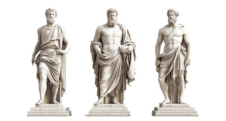 marble statue philosophers isolated on transparent background