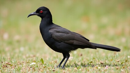 Obraz premium Seychelles bulbul (Hypsipetes crassirostris), often known as black bulbul or thick-billed bulbul, is an endemic bird species in the Seychelles.