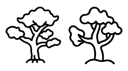 juniper tree icon, tree line art, tree vector - simple black line art icon of juniper tree perfect for logos, and tree-themed designs.