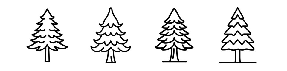 redwood tree icon, tree line art, tree vector - simple black line art icon of redwood tree perfect for logos, and tree-themed designs.