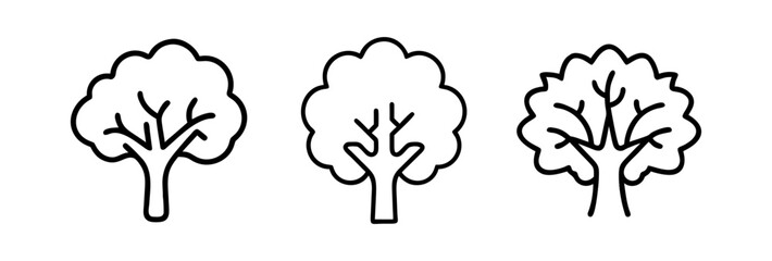 sycamore tree icon, tree line art, tree vector - simple black line art icon of sycamore tree perfect for logos, and tree-themed designs.