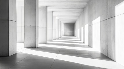 Obraz premium Modern Concrete Corridor with Striking Light and Shadow