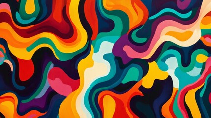 Colorful Abstract Waves and Curves in Vibrant Artistic Background