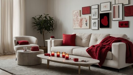 Obraz premium design a minimalist valentine themed room with living room