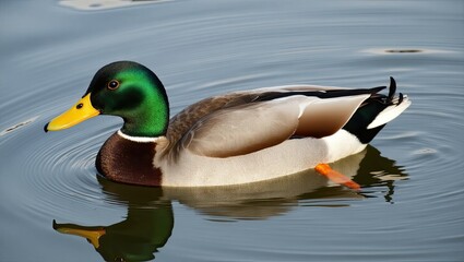 Obraz premium Close-up of a male mallard duck in the water.