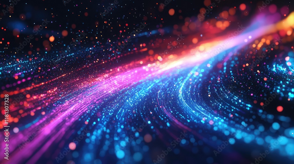 Aufkleber this captivating abstract image showcases colorful light trails flowing gracefully against a dark ba