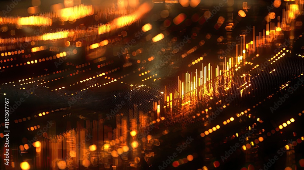 Fototapete A striking digital chart displaying financial data trends, complete with trading indicators and a smooth blurred background, perfect for illustrating concepts of finance