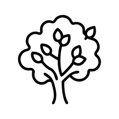 alder tree icon, tree line art, tree vector - simple black line art icon of alder tree perfect for logos, and tree-themed designs.