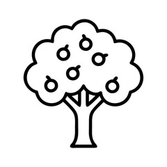 apple tree icon, tree line art, tree vector - simple black line art icon of apple tree perfect for logos, and tree-themed designs.