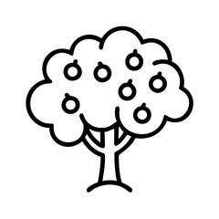 apple tree icon, tree line art, tree vector - simple black line art icon of apple tree perfect for logos, and tree-themed designs.