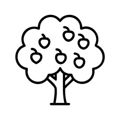 apple tree icon, tree line art, tree vector - simple black line art icon of apple tree perfect for logos, and tree-themed designs.