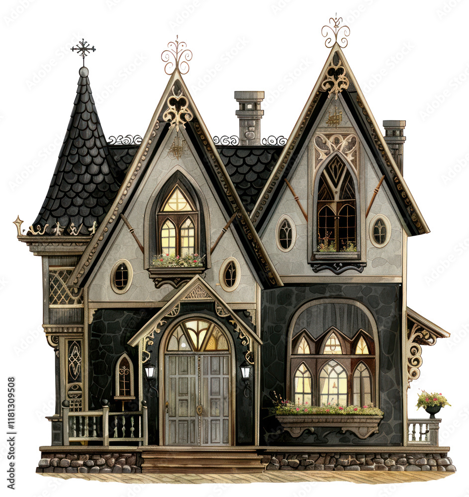 Wall mural PNG Gothic wedding house architecture illustration gothic.