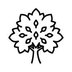 chestnut tree icon, tree line art, tree vector - simple black line art icon of chestnut tree perfect for logos, and tree-themed designs.