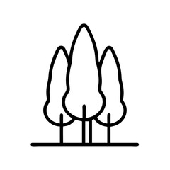 cypress tree icon, tree line art, tree vector - simple black line art icon of cypress tree perfect for logos, and tree-themed designs.