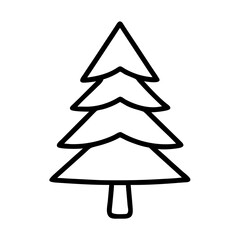 douglas fir tree icon, tree line art, tree vector - simple black line art icon of douglas fir tree perfect for logos, and tree-themed designs.