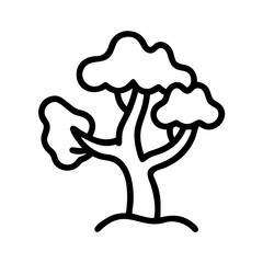 juniper tree icon, tree line art, tree vector - simple black line art icon of juniper tree perfect for logos, and tree-themed designs.