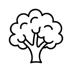 oak tree icon, tree line art, tree vector - simple black line art icon of oak tree perfect for logos, and tree-themed designs.