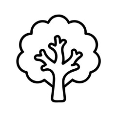 oak tree icon, tree line art, tree vector - simple black line art icon of oak tree perfect for logos, and tree-themed designs.