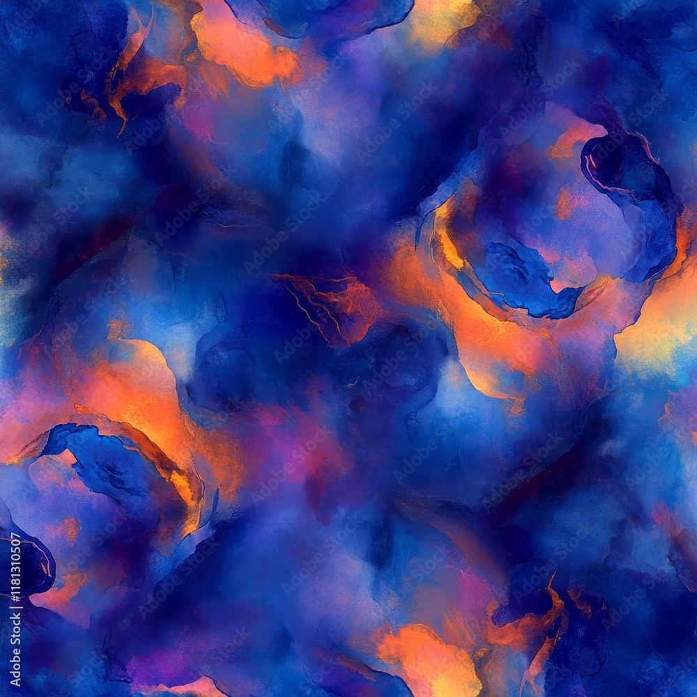Canvas Prints abstract seamless pattern with a colorful, swirling galaxy and a space background with stars and pla