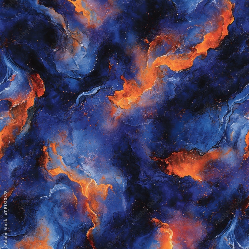 Canvas Prints abstract seamless pattern with a colorful, swirling galaxy and a space background with stars and pla