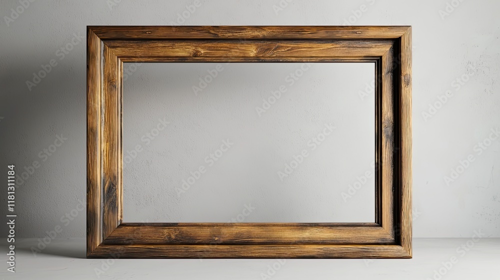 Leinwandbilder a simple rustic wooden frame designed to showcase your favorite photos or art. this empty frame is p