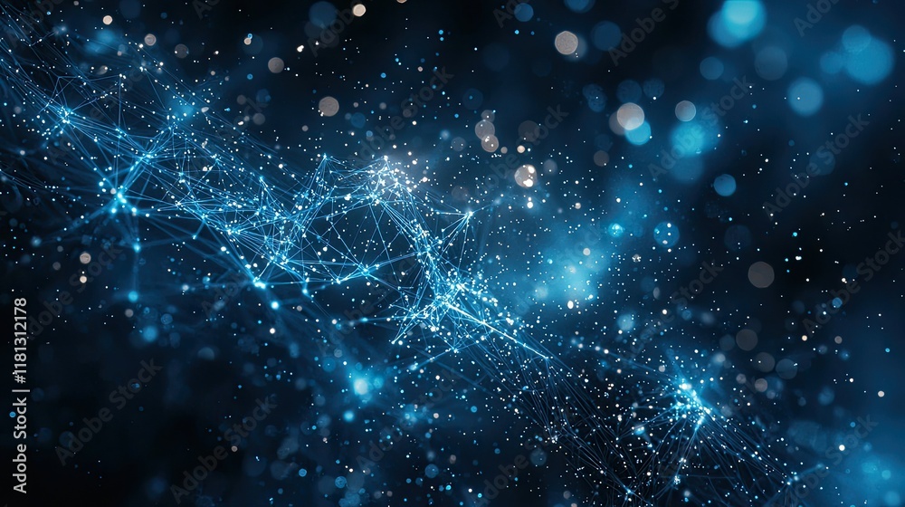 Aufkleber explore a stunning 3d visualization of a molecular structure with a glowing blue hue, illustrating a