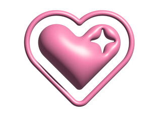 3D Y2K gradient pink retro heart and star icon