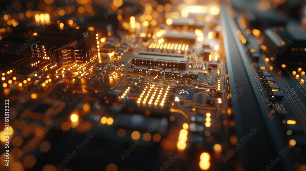 Poster A striking close-up image of a central processing unit surrounded by intricate circuitry, showcasing the essence of modern technology and innovation in computing systems.