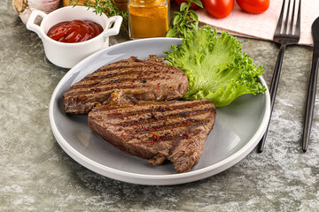 Delicus grilled beef steak with sauce