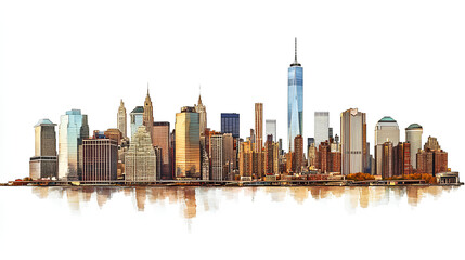New York City skyline isolated on white background