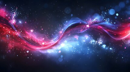 Obraz premium Cosmic energy wave, vibrant nebula background, digital art, website design