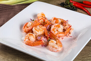 Shrimp cocktail with salad and sauce