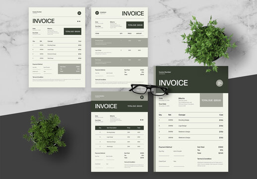 Green And Beige Invoice