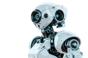 High-Tech Surveillance Robot with 360-Degree Vision Isolated on Transparent Background