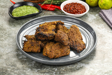 Grilled beef barbecue with spises