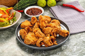 Golden crispy Breaded calamari snack