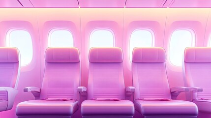 Obraz premium Pink Airplane Seats - Modern Travel Interior