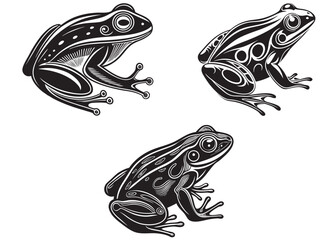 frog silhouette vector logo icon illustration design, frog silhouette vector logo, tree frog silhouette vector, set of frog silhouettes, frog black silhouette logo vector isolated on white background