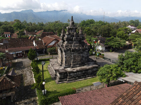 Aerial View of Pawon Temple, Buddhist temple located near Borobudur in Magelang, Indonesia