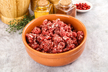 Raw beef minced meat for cooking