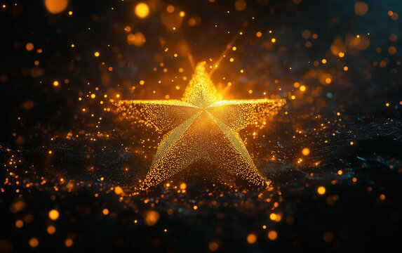 Abstract background with neon yellow star animation. Glamour video template for event.