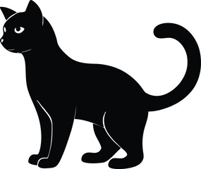 Cat silhouette simple flat vector,Cat vector icon