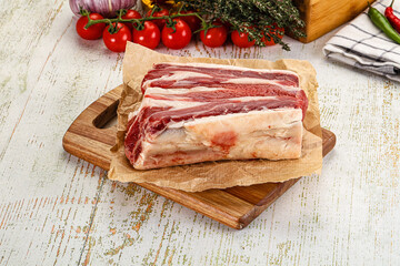 Raw beef ribs for cooking