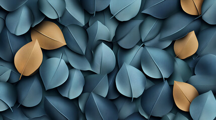 Seamless abstract decorative 3d leaves pattern background