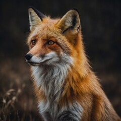 Fototapeta premium A fox with golden fur in a regal pose.