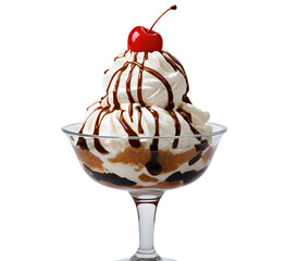 "Delicious Ice Cream Sundae – Sweet Dessert with Strawberries, Chocolate, and Vanilla"

