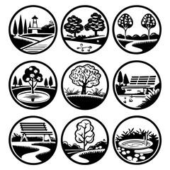 "Park Elements Vector Set for Landscape Design"